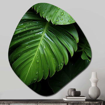 Palm Leaves Serenity - Asymmetric Metal Wall Art